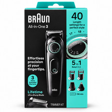 Braun All-in-One 3 5-in-1 Beard Hair Trimmer Kit 40 Length Settings Cordless