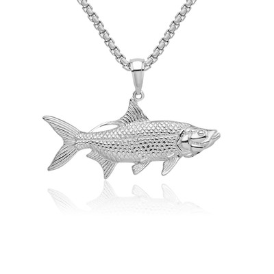 925 Sterling Silber Ochsenauge Tarpon Fisch Halskette