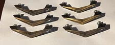 6 Used Brushed Brass Chevron Drawer Pull Boomerang Cabinet Door Handle MCM