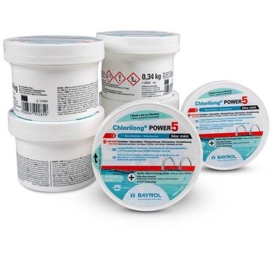 6x BAYROL Chlorilong Multibloc POWER 5 Bloc Mini Chlor Komplettpflege Sandfilter