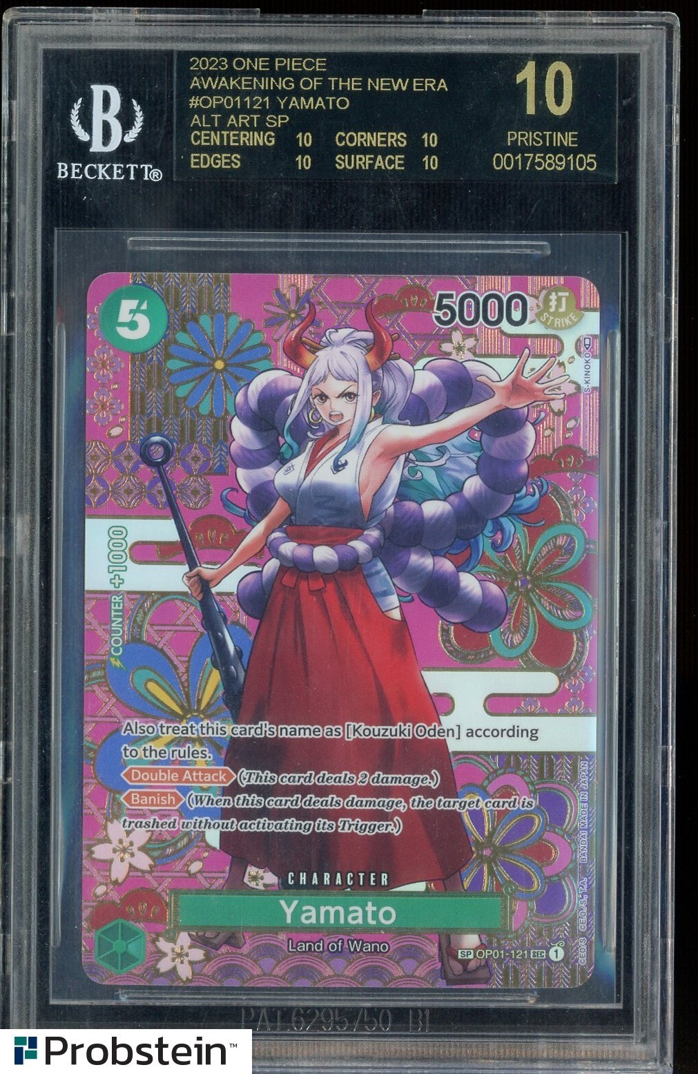 2023 One Piece Awakening/New Era OP01121 Yamato SEC Special BGS 10 BLACK LABEL