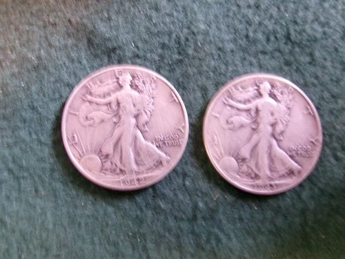 2 - 90% Silver, Walking Liberty Half Dollars in Circulated Condition! (42/43)