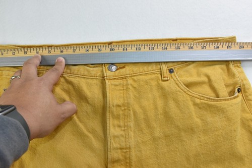 Levi's 501 Men's Jeans Size 42 X 27 Button Fly Denim Mustard Yellow -Flaws- - Picture 16 of 20