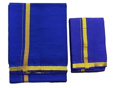 Men  s Cotton Dhoti  Angavastram Set Jari Border Traditional Ethnic Wear Set