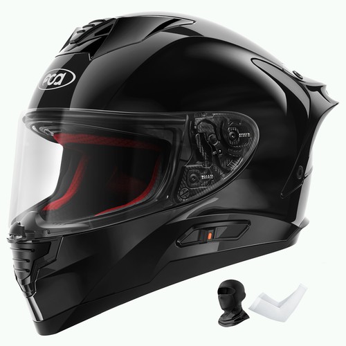 FS90 DOT Motorcycle Helmet Full Face Dual Visor with Tail Light+Arm Sleeves+Mask - Picture 17 of 22
