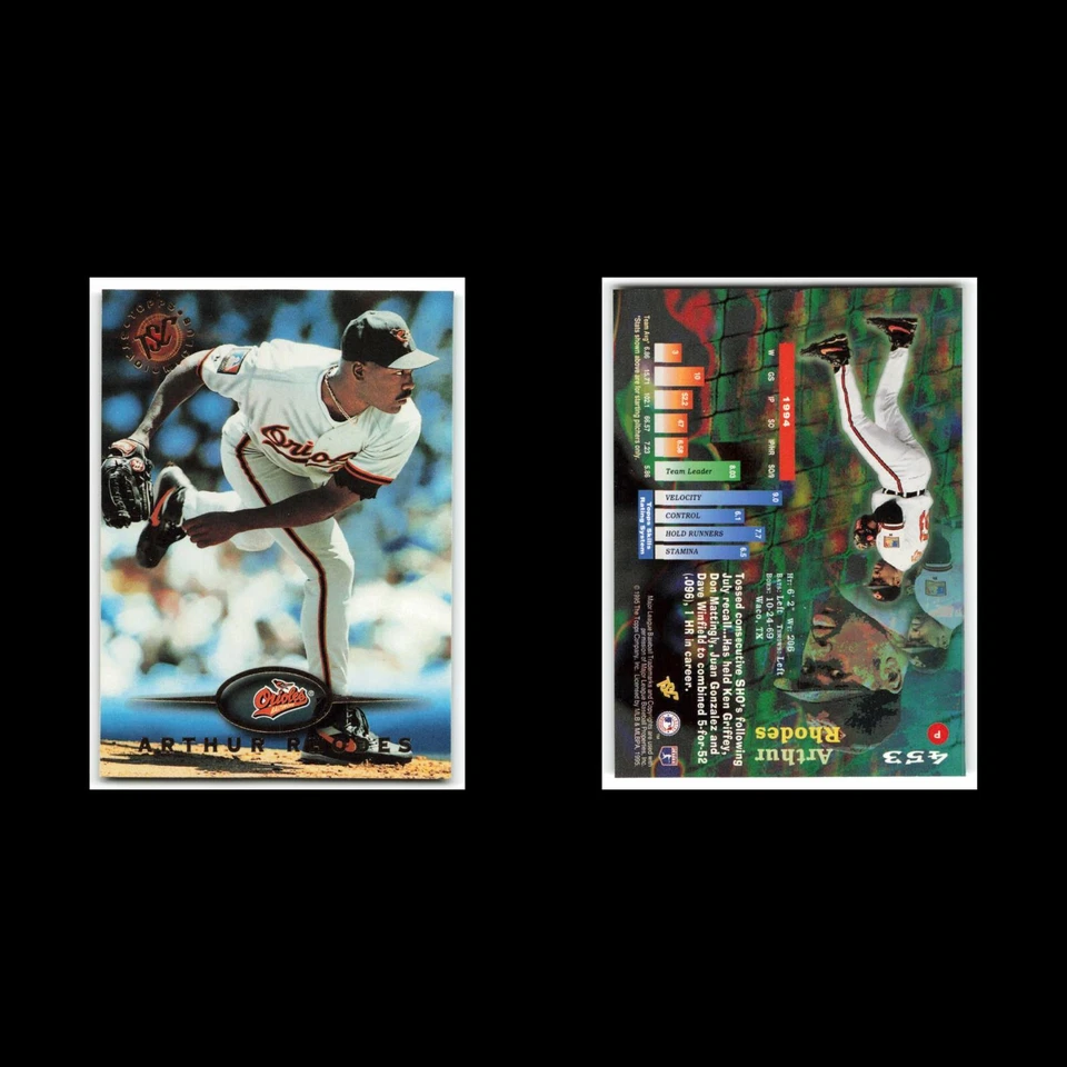 Tarjeta de béisbol Arthur Rhodes #453 1995 Topps Stadium Club Baltimore Orioles MLB Foto 3 de 3