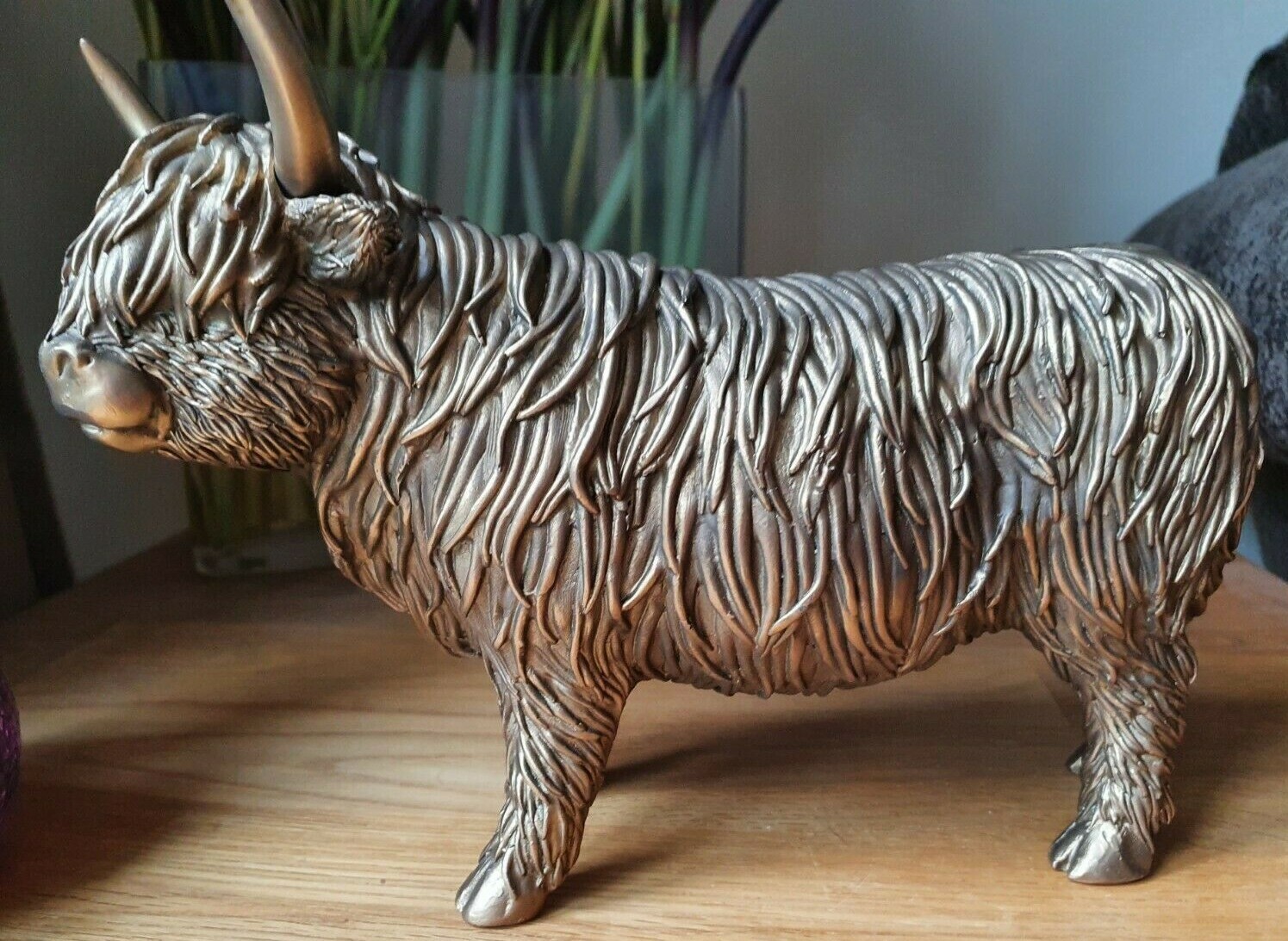 Large Bronze Highland Cow Ornament Figure Sculpture Home Decor Leonardo