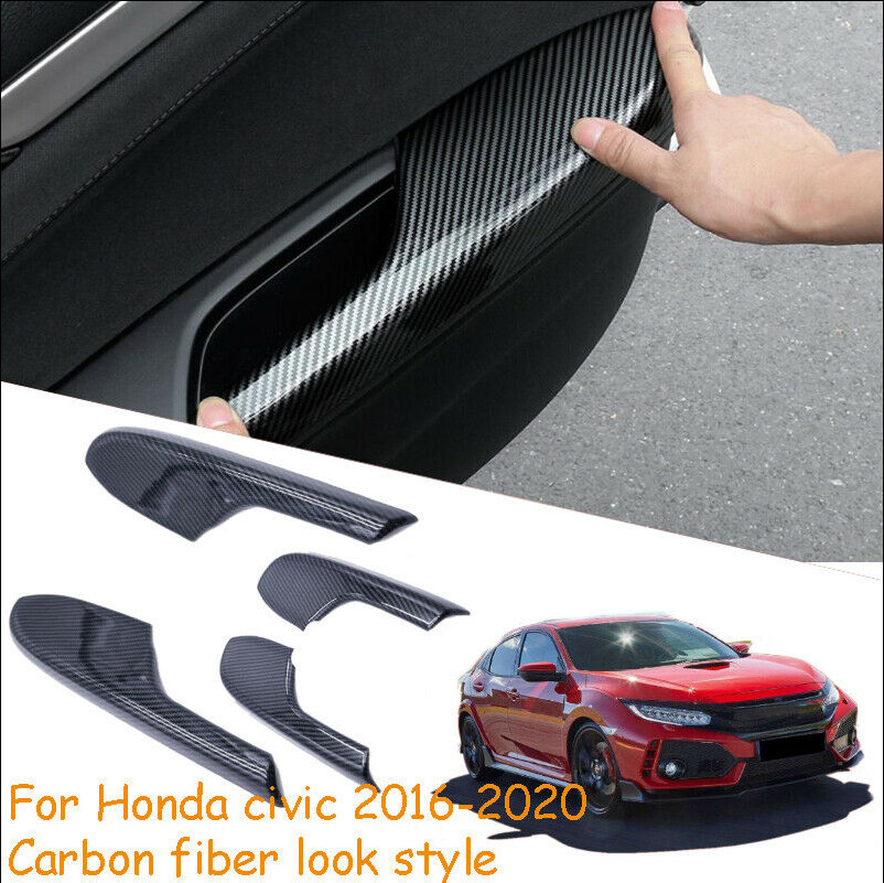 Interior Door Armrest panel trim carbon fiber Fit For Honda Civic 10th 2016-2020