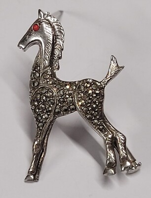 Broche Navajo en argent massif représentant un cheval, BRO54