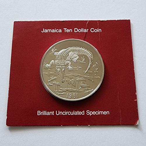 Jamaica 1981 10 Dollars Uncirculated Coin | Crocodile | RARE