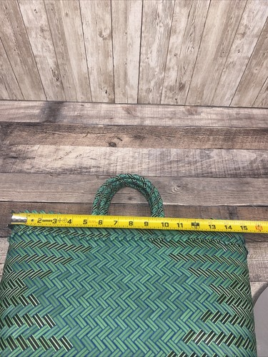 Grün Blau Schwarz Rauten Gewebte Tasche Sommer Strand - Bild 10 von 12