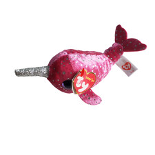 2018 TY Teenie Beanie Nelly The Pink Sparkly Narwhale 6" Plush Toy