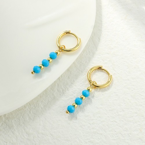 Earring Miyuki Delica Gold Plated Mix Color Beads Hoops Dangle Earrings - Picture 50 of 55