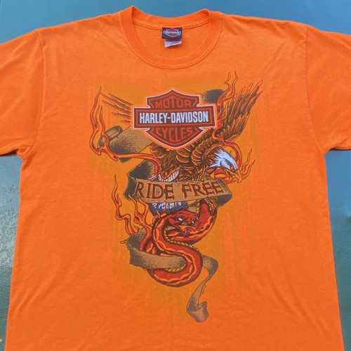Camiseta Harley Davidson Neidengard’s Hombre Grande Naranja Doble Cara Paseo Libre - Imagen 4 de 13
