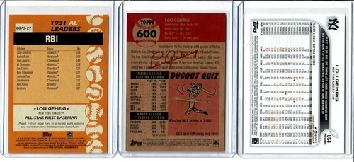 Lou Gehrig 2009-2023 Topps Baseball Lot - 20 Different Cards - Picture 8 of 8