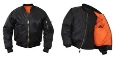 MA-1 Concealed Carry Black Military Flight Jacket Bomber Coat 77350 Rothco