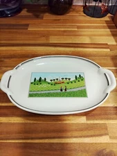 Villeroy & Boch Design Naif Relish Pickle Dish Tab Handles Porcelain 10.25 Inch