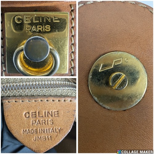 CELINE Paris Dream Logo Pochette Macadam Leather Brown Small Shoulder Bag - Picture 9 of 17