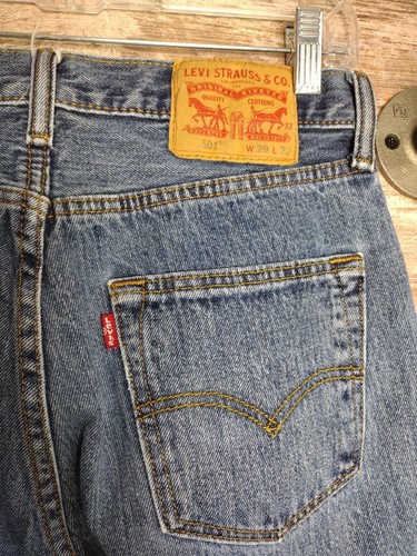 Levis 501 Jeans 29x32 Blau Button Fly Straight Leg Denim Western 4 - Bild 9 von 9