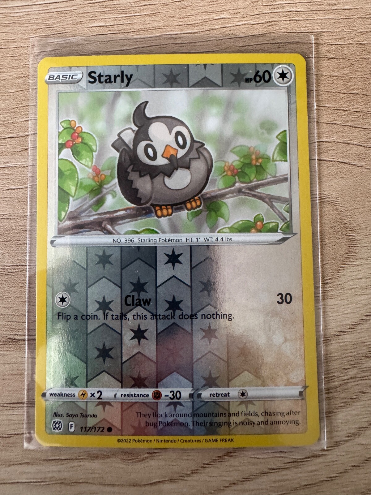 STARLY 117/172 BRILLIANT STARS POKEMON REVERSE HOLO, NM