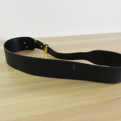 Gold Buckle Waist Belt Women MEDIUM 32 Preppy Navy Dress 