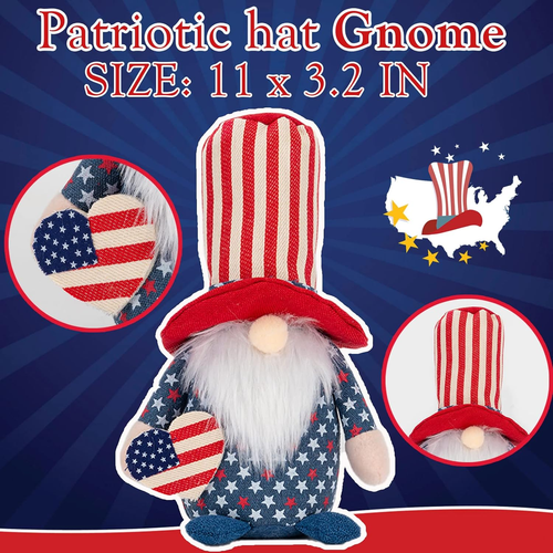 4Th of July Patriotic Gnomes Decorations - 3PCS Handmade Gnomes American Stars&S - Picture 4 of 12