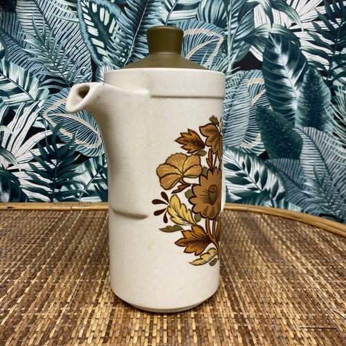 Large Tall Ceramic Vintage 1970s Coffee Tea Pot Jug Brown Floral Palissy - Picture 3 of 7