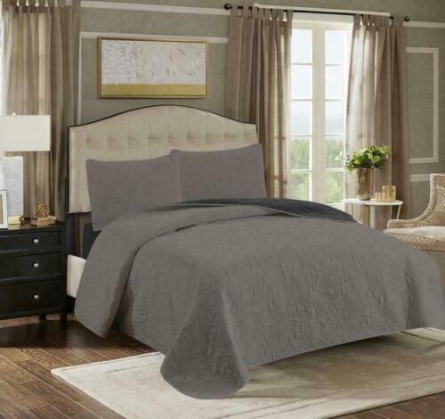 3 Pcs Bedspread Queen King Size Embossed Reversible Coverlet Quilt Bedding Sets, - Picture 2 of 6