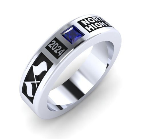 925 Sterling Silver University Custom College Band High School Class Band Ring