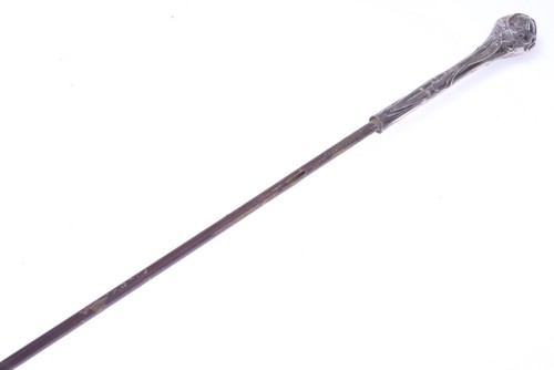 ✅ ANTIQUE BROKEN UMBRELLA CANE WALKING STICK SILVER HANDLE BRASS SHAFT 89CM 35” - Picture 6 of 8