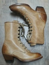 $400 Ariat A1 Tan Leather Western Boot 7 Cowgirl Cowboy Vintage Heritage Lacer