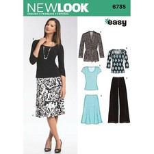 New Look Easy SEWING PATTERN 6735 Misses Knit Trousers,Tops,Cardigan,Skirt 10-22