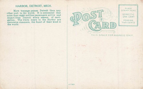 Detroit Mi Michigan Schiff im Hafen bei Nacht um 1915 VINTAGE POSTKARTE 073124 T - Bild 2 von 2