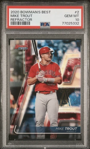 Mike Trout 2020 Bowman's Best Refractor #2 Los Angeles Angels PSA 10