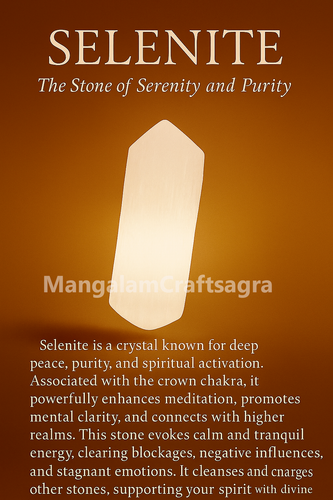 18" Selenite Stones Mirror | Selenite Wall Mirror | Handmade Gemstone Work - Picture 9 of 9