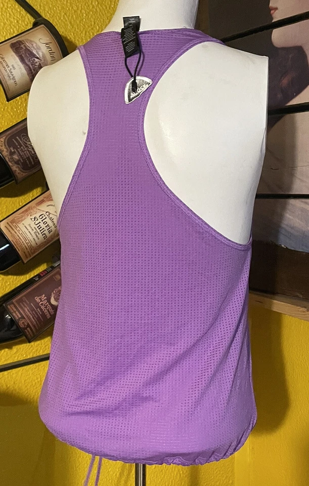 Camiseta sin mangas de malla con amortiguador para correr yoga entrenamiento para mujer talla pequeña púrpura Foto 3 de 4