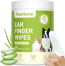 Ear Finger Wipes for Dogs Cats, Durable Cloth, Deodorizing Natural Aloe Relief
