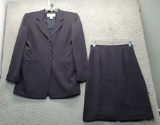 Jones New York 2 Piece Set Blazer Skirt Womens Size 4 Black 100 Silk Lined