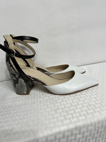 Marc Fisher Ltd Zala Genuine Suede Black&White Snake Print BlockHeel Sz8.5 NWOT