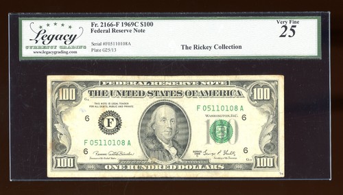 DBR 1969-C $100 FRN Atlanta Fr. 2166-F Legacy 25 Serial F05110108A - Picture 1 of 2