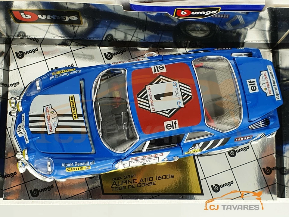 BURAGO 3391 ALPINE A110 1600S #1 JP NICOLAS RALLY TOUR DE CORSE 1973 1/16 - Immagine 3 di 4