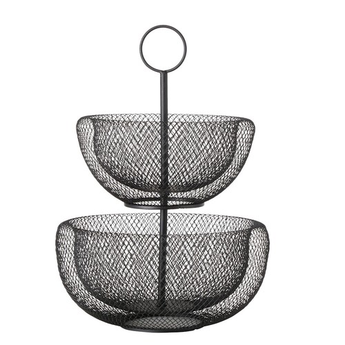 Dekoschalen 42 cm Schwarz Schüssel Design Obstschale Deko Etagere Draht Korb - Picture 4 of 5