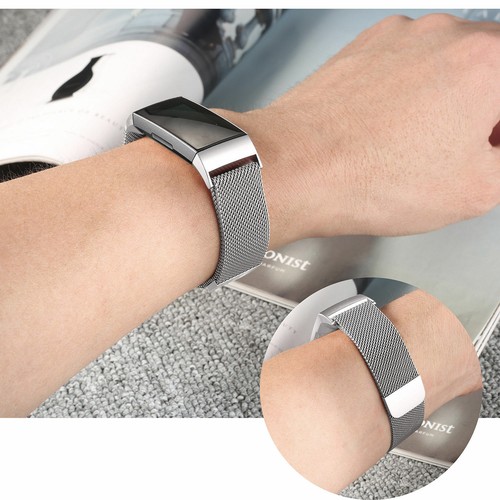 2pcs Milanese Band Metal Stainless Steel Magnet Strap For Fitbit Charge 3 / 4 - Picture 4 of 10