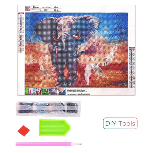Kit de Pintura de Diamantes SparkleCraft 5D - Arte Completo de Estrás de Cristal de Elefante - Imagen 5 de 5