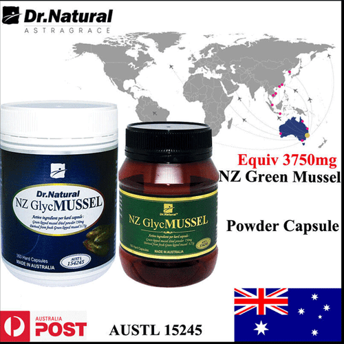 Joint & Arthrist Dr.Natural NewZealand Green lipped Mussel Equiv 750mg 180' 360' - Picture 1 of 5