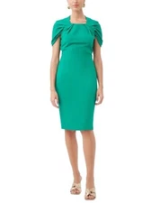 NWT Trina Turk Keshi 2 Green Sheath Dress Short Sleeves Size 4