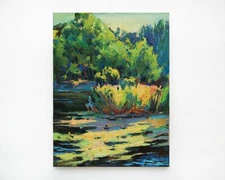 Realism River painting IMPRESSIONISM original art Oil on canvas by A. Onipchenko