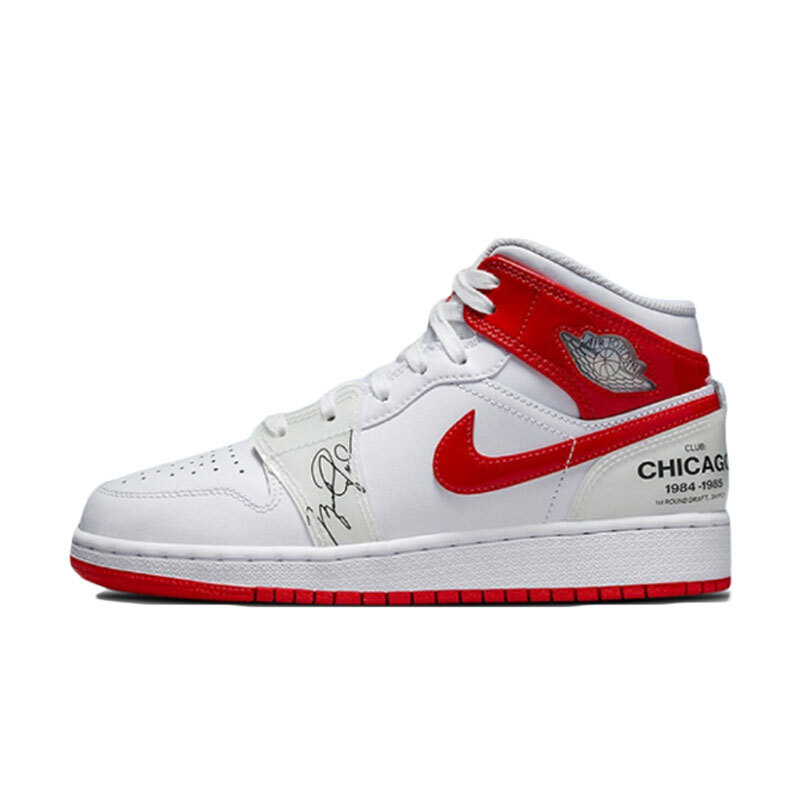 Nike Air Jordan 1 AJ1 Mid GS Rookie Season White Red School