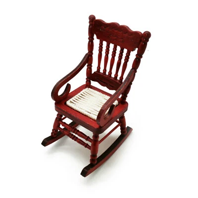 Dollhouse Wooden Rocking Chair 1:12 Miniature Furniture Room Decor Red