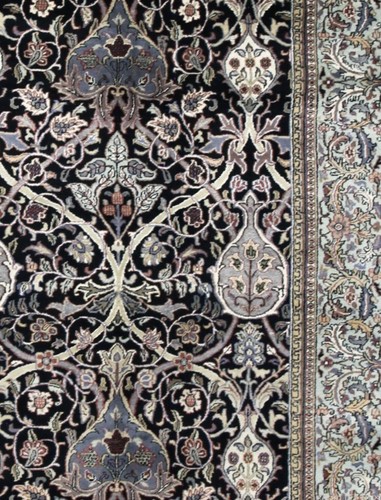 Spectacular Hand Knotted Area Rug Arts & Craft Black Wool New 8 X 11.5ft Jaipur - Picture 5 of 7